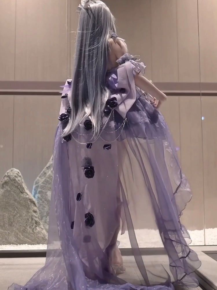 Vintage Ball Gown Spaghetti Straps Chiffon Lilac Summer 18th Birthday Dress High Low Lolita Dress 21st Birthday Outfits DH2417