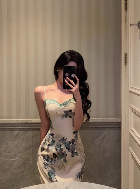 Elegant Mermaid Straps Floral Sleeveless 21st Birthday Dress Party Gown Birthday Outfits Birthday Dress Ideas For Women DP1307