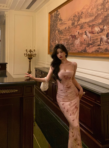 Elegant Sheath Pink Floral Sleeveless Burgundy 23rd Birthday Dress Party Gown Birthday Outfits Birthday Dress Ideas For Women DP1387