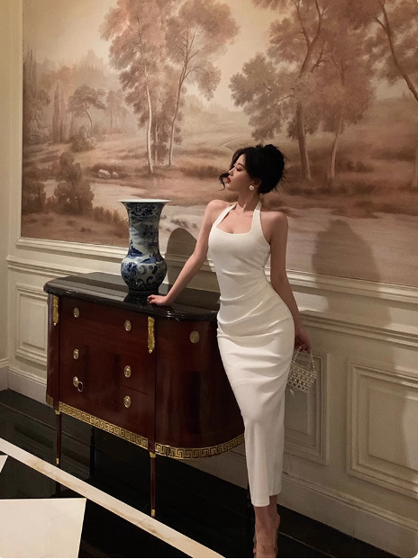 Elegant Sheath Halter White 21st Birthday Dress Party Gown Birthday Outfits Birthday Dress Ideas For Women DP1419