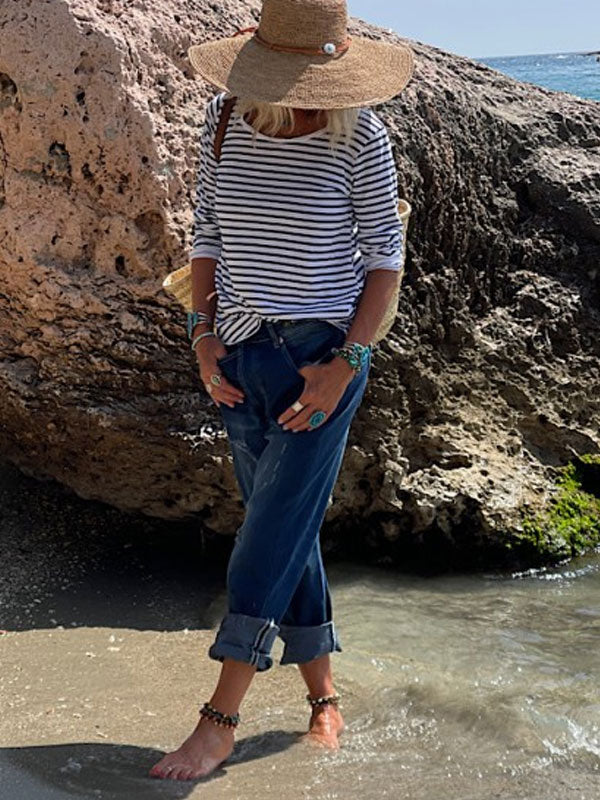 Vacation Outdoor Ripped Casual Ladies Jeans