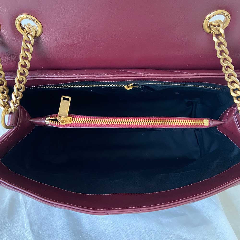 Saint Laurent Lou Medium Quilted Burgundy Shoulder bag