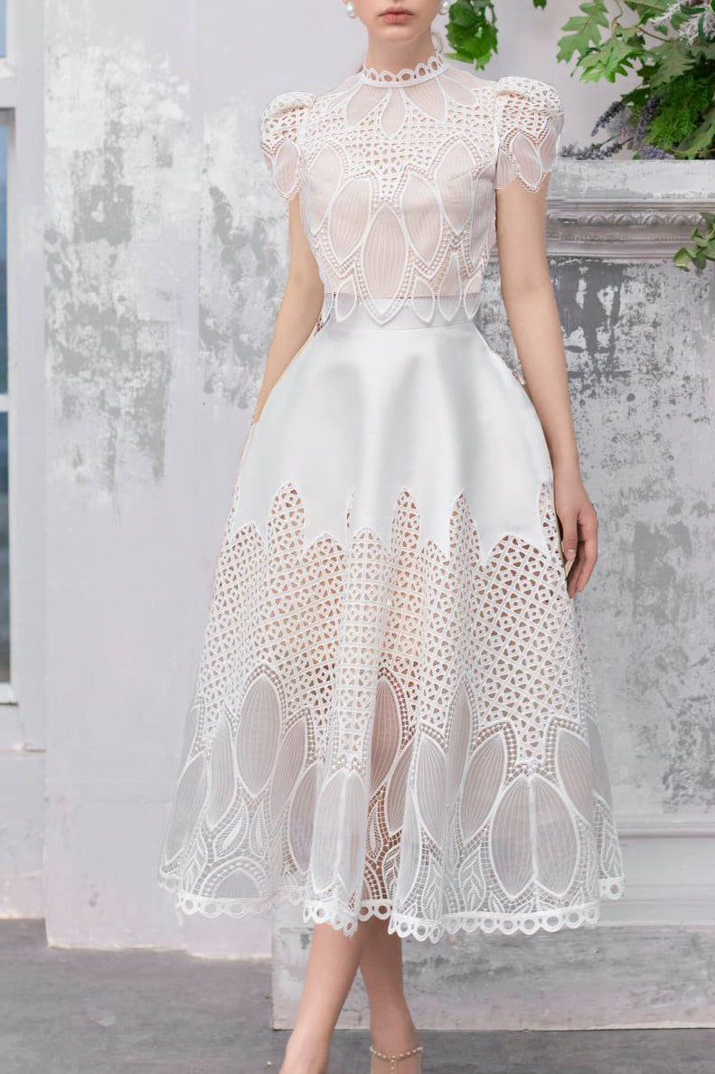 loveedsTM-Silk embroidered hollow dress two piece set