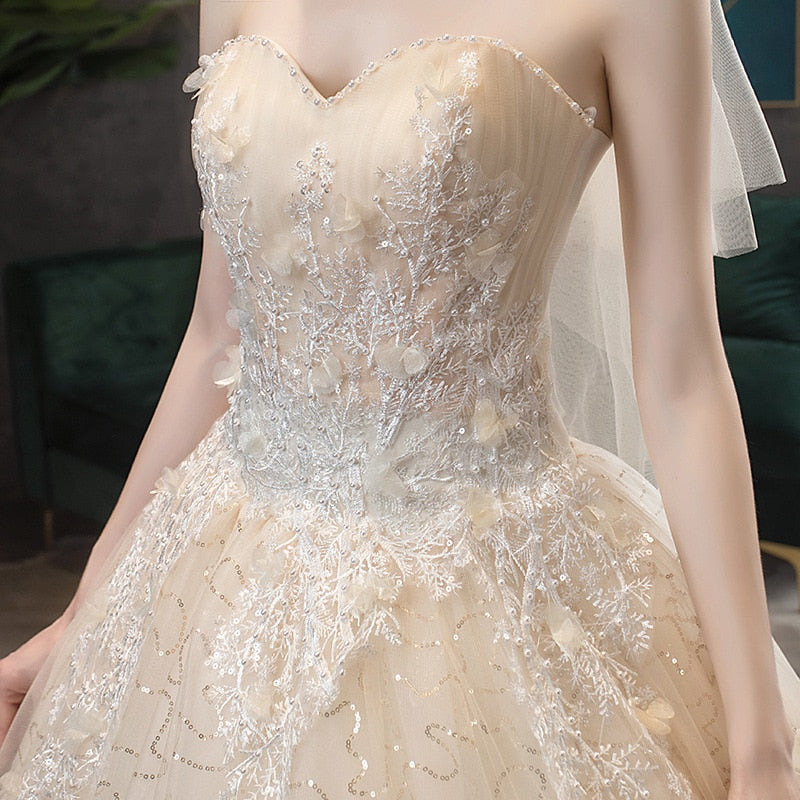 loveedsTM-Wedding Dress 2024 Gryffon Classic Strapless Wedding Gown With Train Lace Up Ball Gown Luxury Lace Embroidery Robe De Mariee