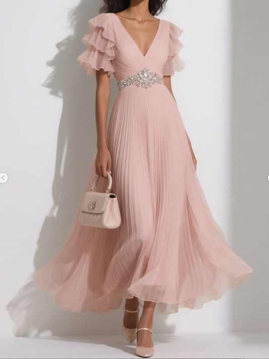 Chiffon Pleated Temperament Party Women's Dress