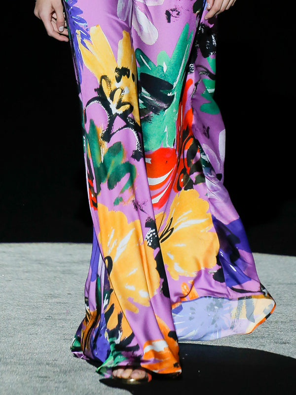 Ink-splashed Print Colorblock Long Sleeves Women's Dress