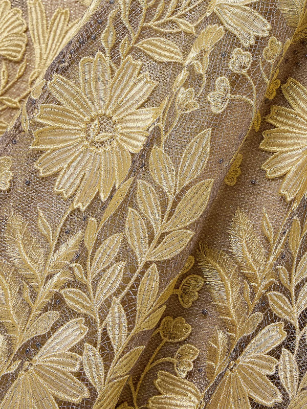 Metallic Appliquéd Embellished Tulle Gown