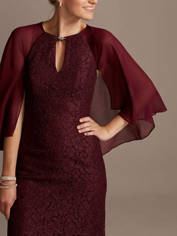 Cape Sleeve Glitter Lace Body Dress