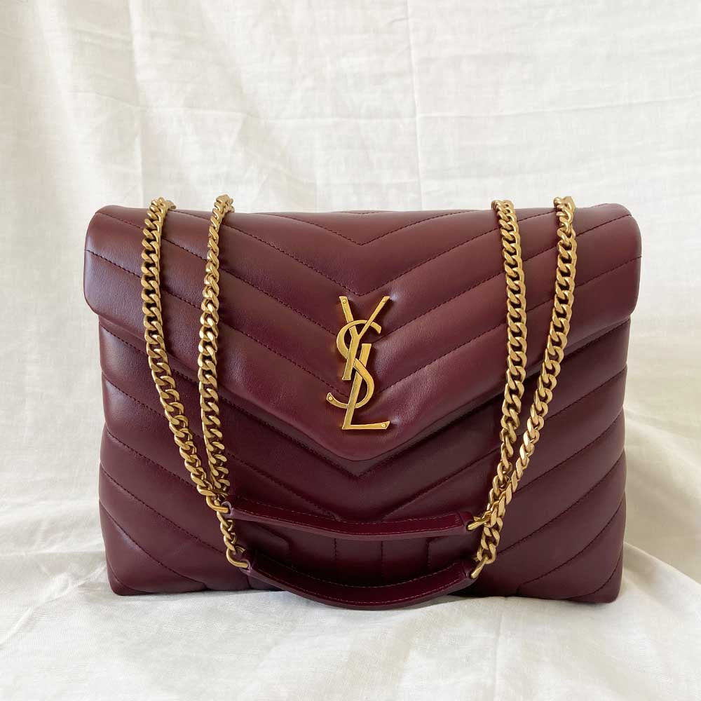 Saint Laurent Lou Medium Quilted Burgundy Shoulder bag