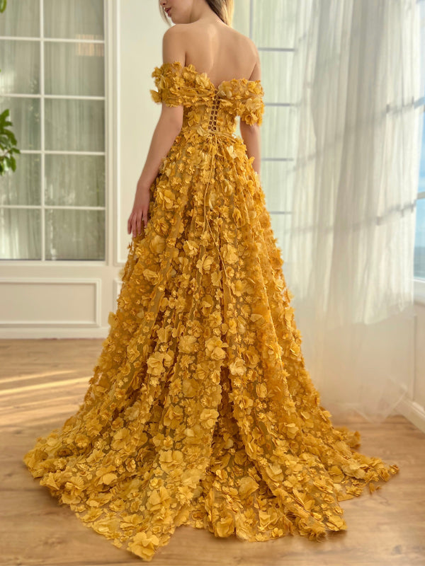 3d Flower Tube Top Maxi Dress