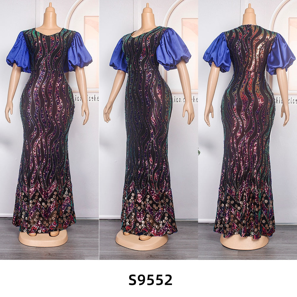 loveedsTM- African Wedding Dresses for Women Puff Sleeve Plus Size Turkey Sequin Evening Party Long Dress Moroccan Muslim Africa Clothes