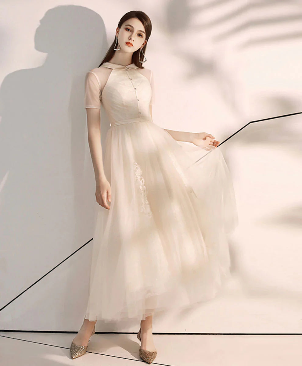 A Line Tulle Evening Dress, Graduation prom dress cg23185