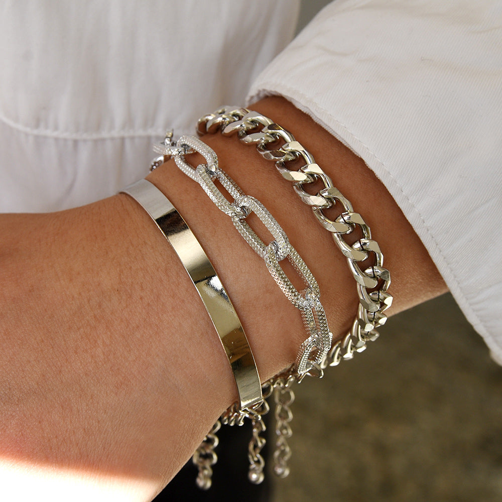 Punk style flat snake bone chain bracelet