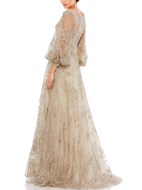 Bishop Sleeve Embroidered Dress