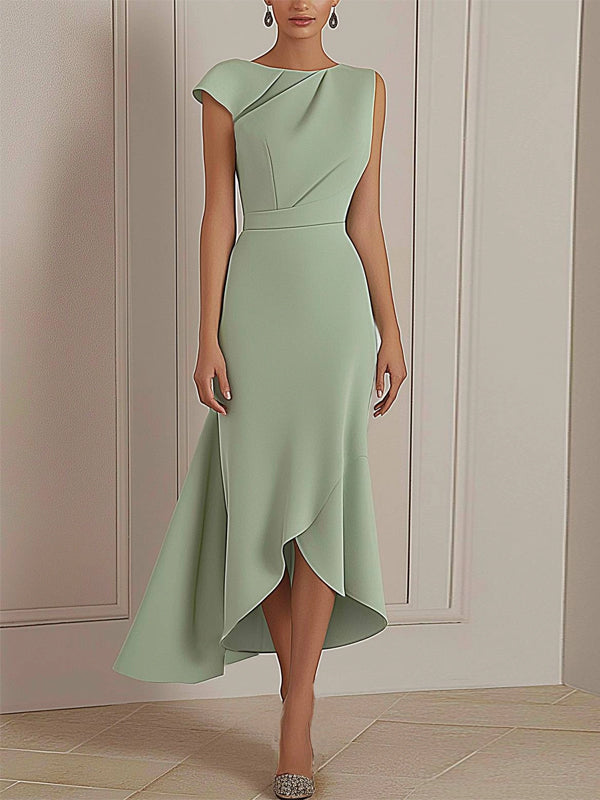 Light Green Round Neck Sleeveless Midi Dress