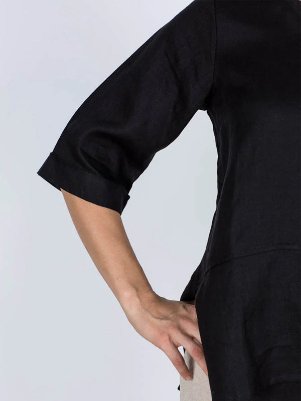 Solid Color Cotton And Linen Top