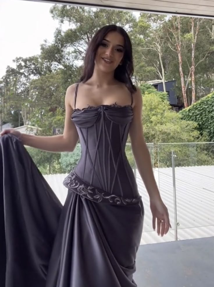 Purple vintage fashion spaghetti strap long satin prom dress, evening dress, party dress gh3525