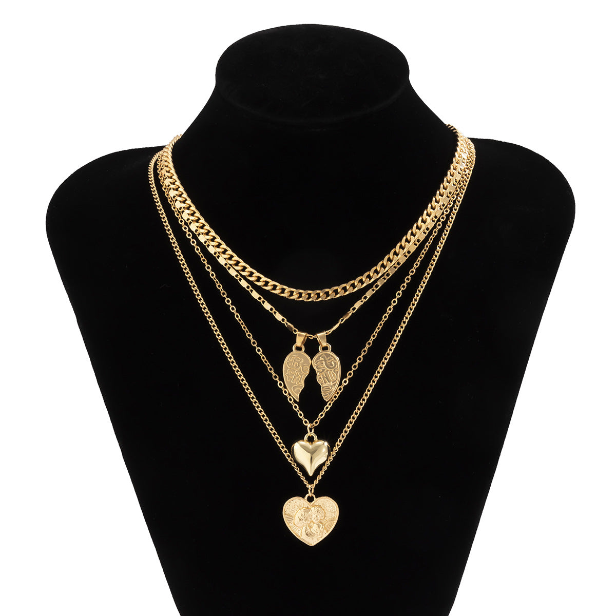 Metal necklace set with multiple chains