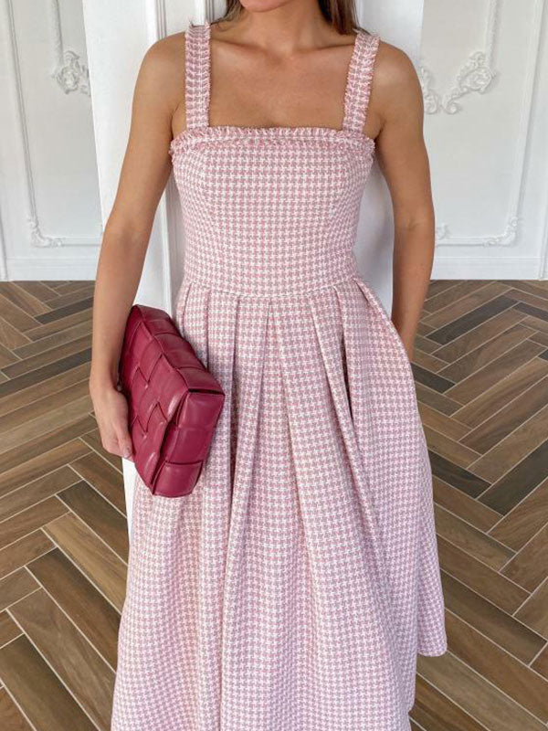 Casual Vintage Temperament Plaid Women's Dress Sets