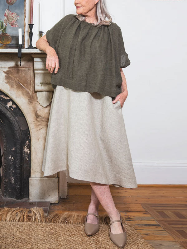 Loose Women's Cotton and Linen Short Sleeves