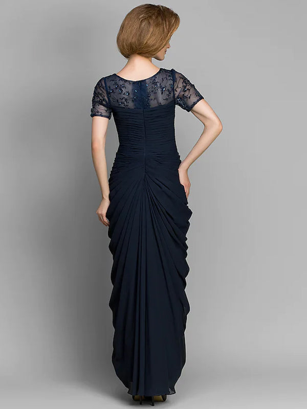 Round Neck Mesh Solid Color Maxi Dress