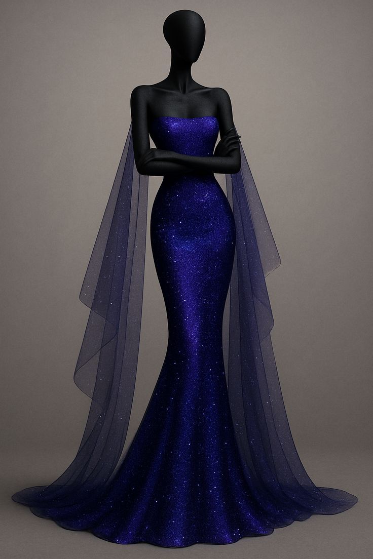 preppydressess-Blue/Purple Sparkling Long Satin Mermaid Prom Dress Evening Dress Party Dress gh5000