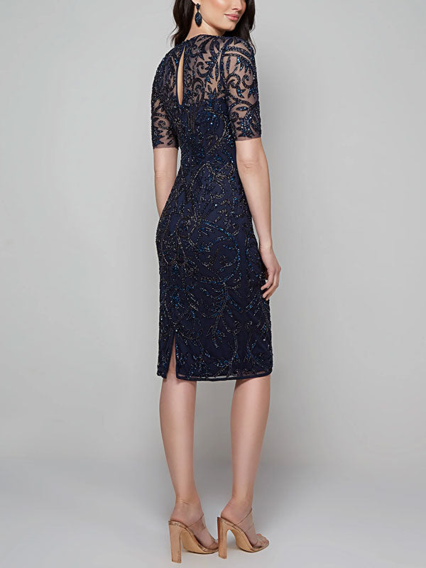straight back split lace women's dress