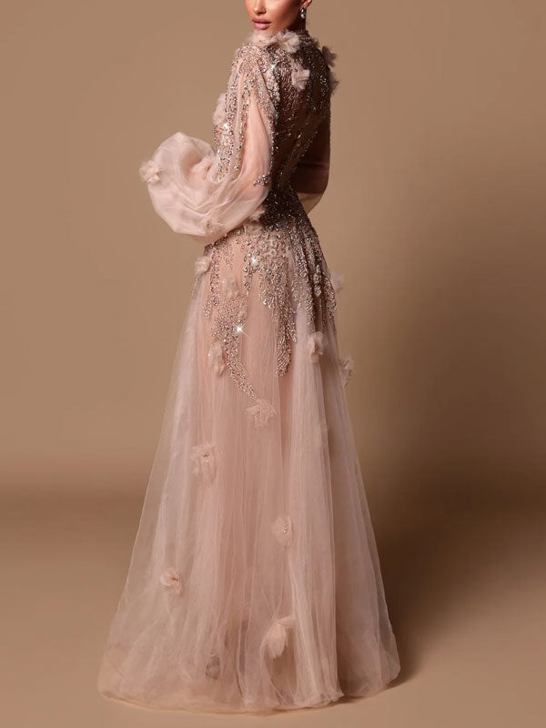 Rhinestones Elegant Mesh Women's Dress