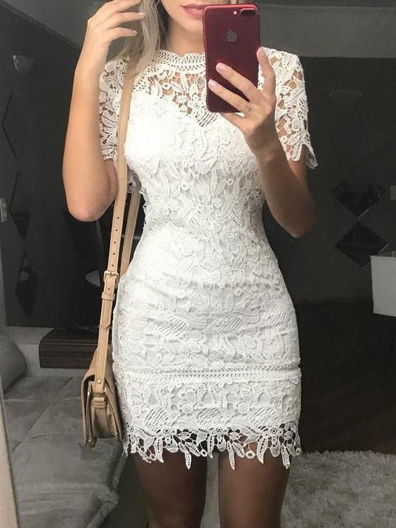 2022 Homecoming dress See Through Lace Bodycon Mini Dress fg19