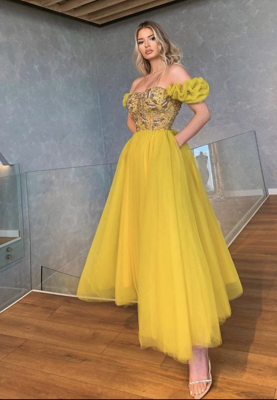 Tulle Tea Length Prom Dress fg397