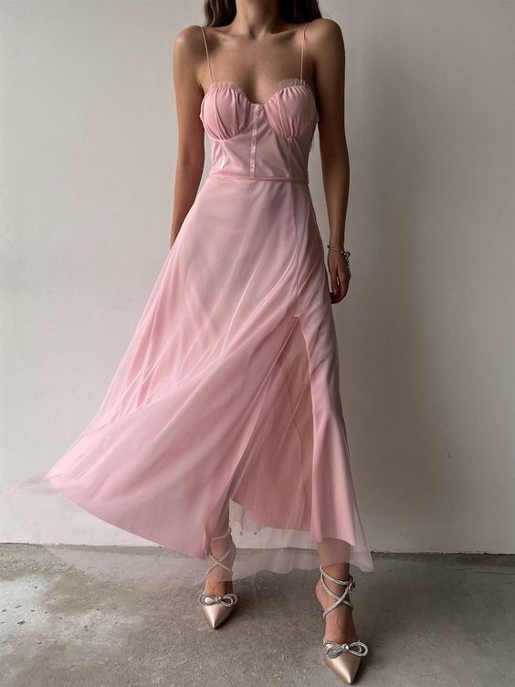 Pink Prom Dress midi dress fg626