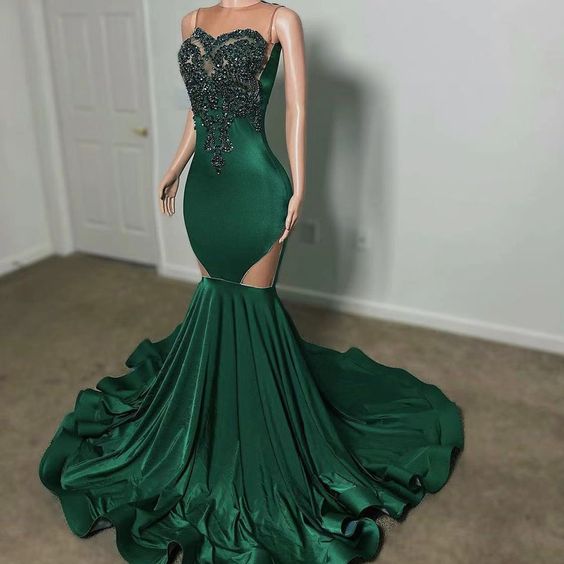 Mermaid prom dresses, green prom dresses, mermaid evening dresses fg802