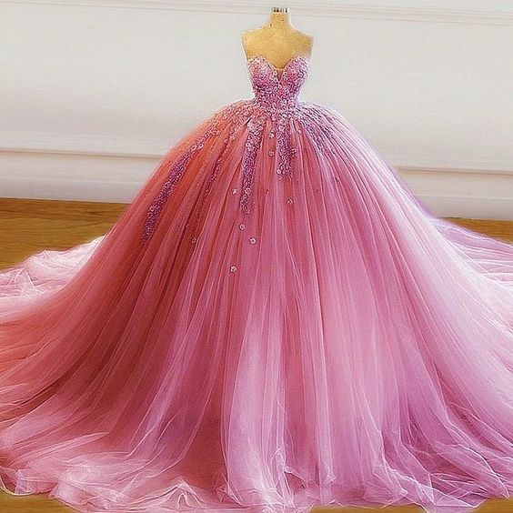 Sexy Pink Prom Dress, Ball Gown Sweet 16 Dresses, Party Gowns fg903