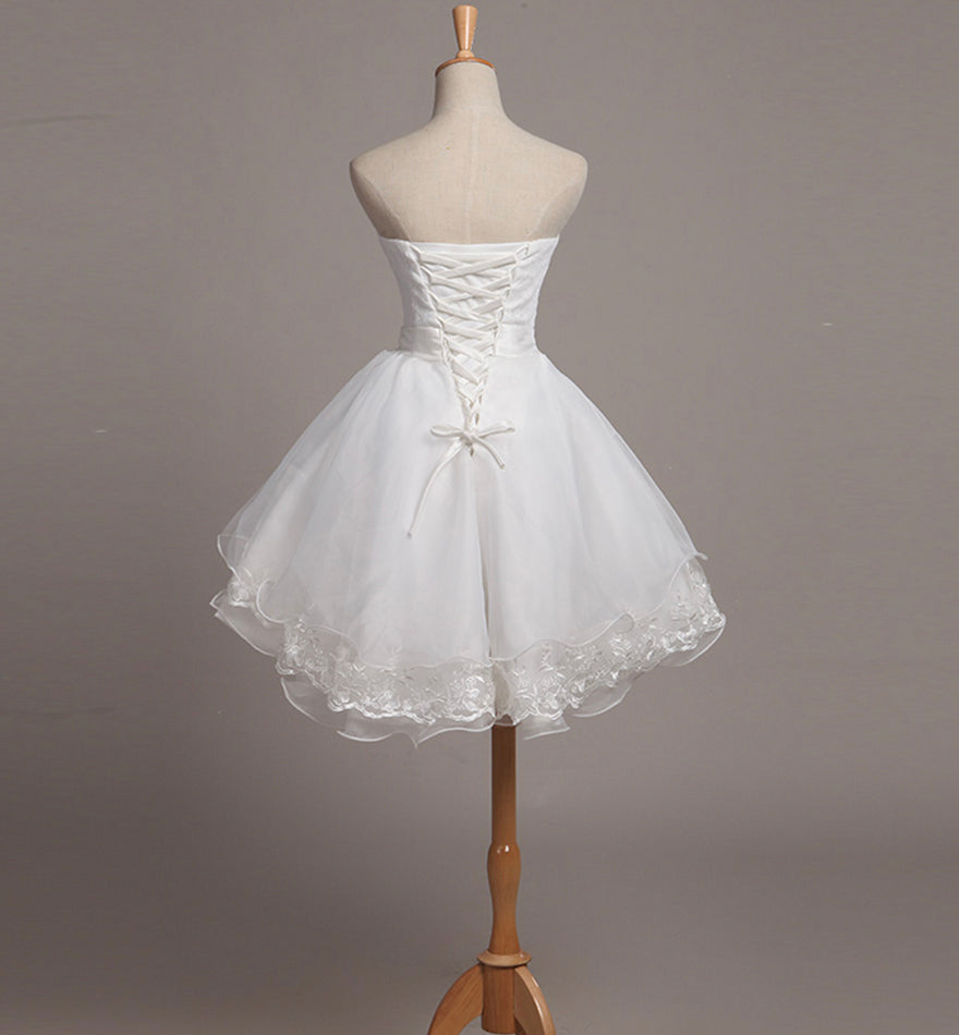 White/Red/Blue Sweet Cute Tulle Lace Short Prom Dress Homecoming Dress 8385