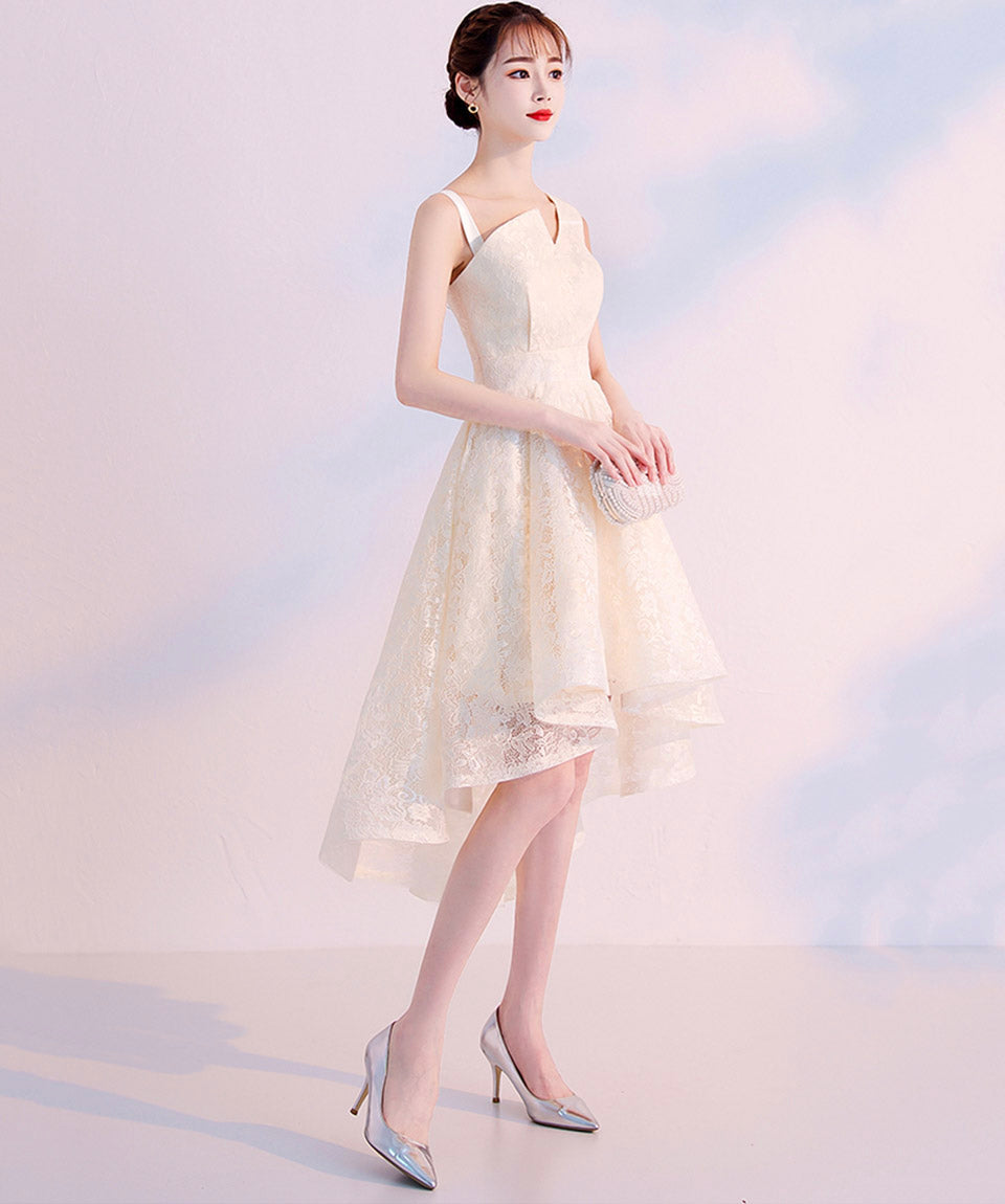 High quality lace short prom dress one shoulder evening dress 8418