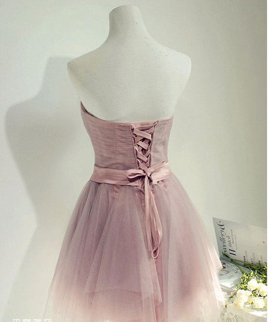 Sweetheart A-line tulle strapless short prom dress,formal dresses 7703