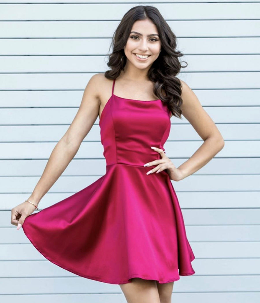 Cute satin short prom dress party dress 8303