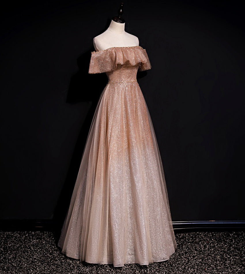 A line tulle sequins long prom dress evening dress 8541