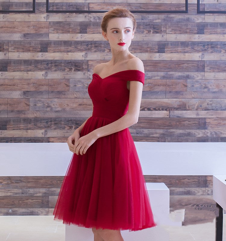 Cute tulle short prom dress party dress 8306