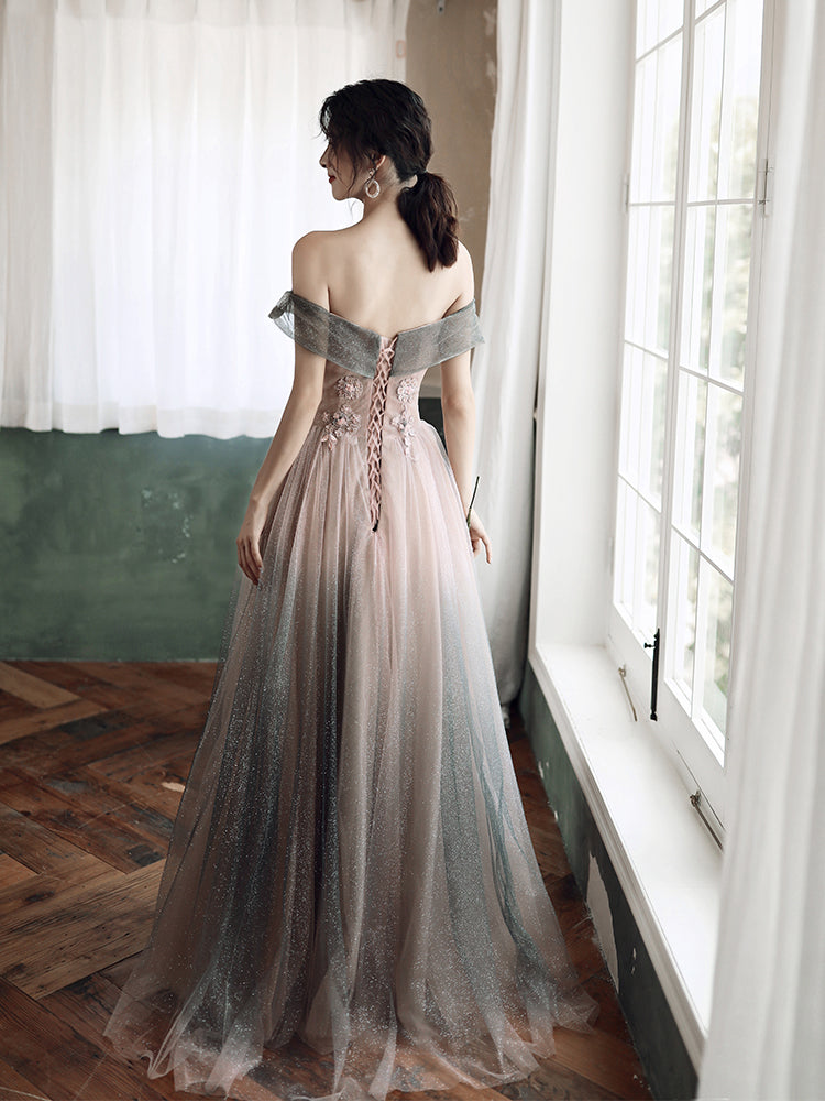 Stylish tulle lace long prom dress, evening dresses 8149