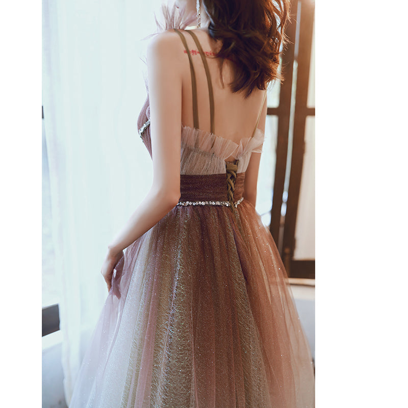Stylish tulle sequins prom dress evening dress  8282
