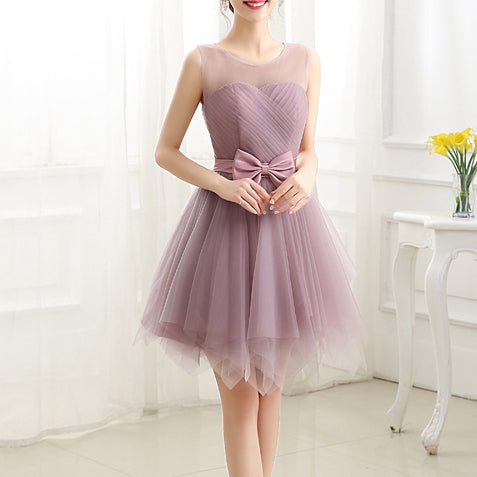 Charming A-line tulle short prom dress,bridesmaid dress 7701