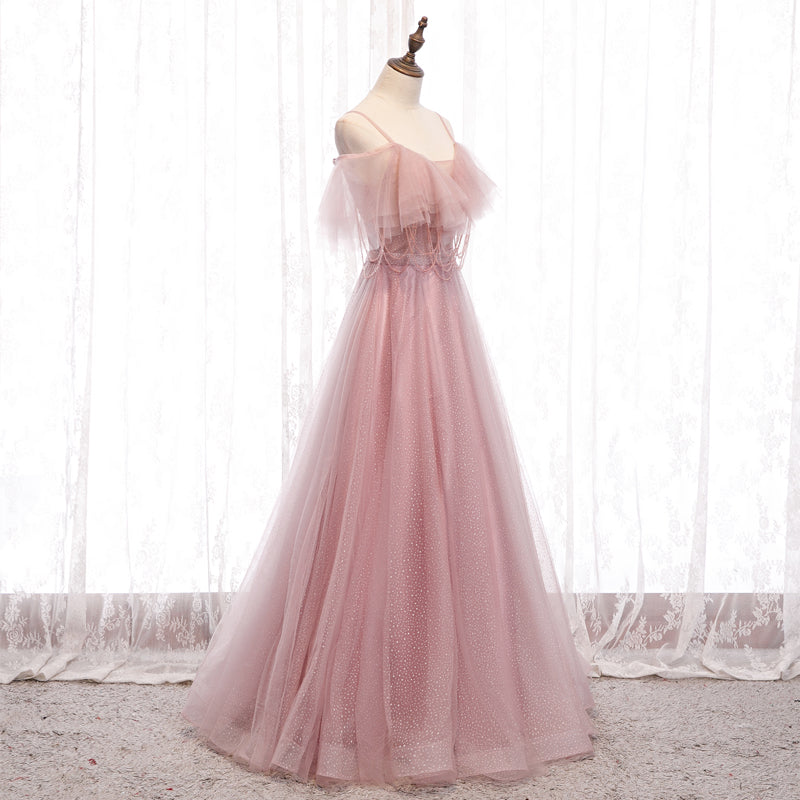 Cute tulle long prom dress evening dress 8174