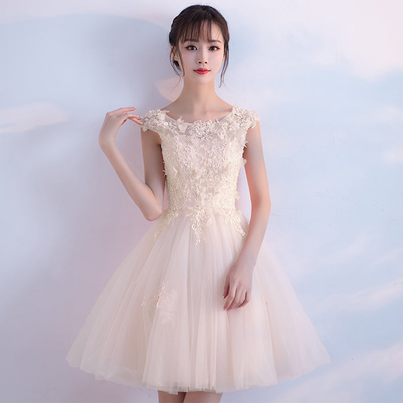 Cute tulle lace short prom dress hoco dress 8327