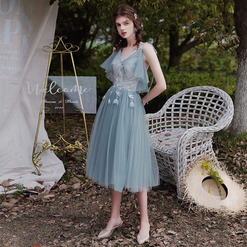 Cute lace tulle short prom dress party dress 8308