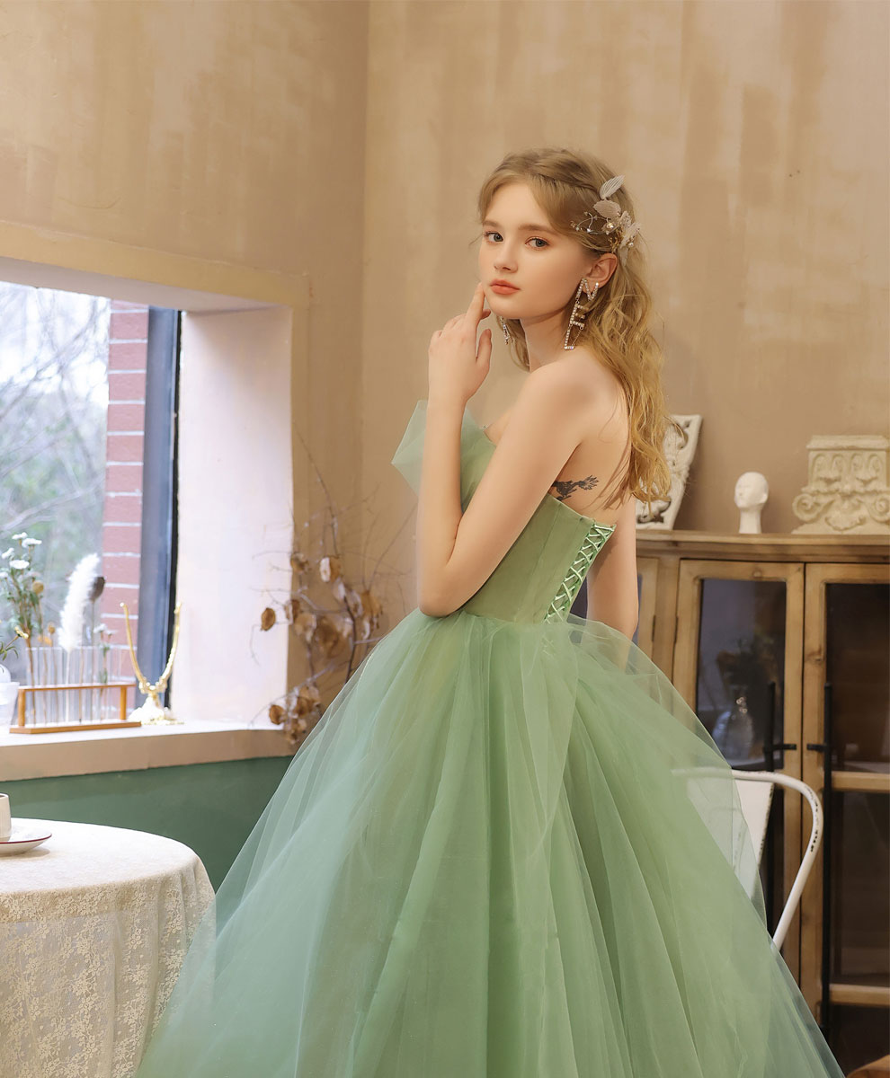 Green tulle short prom dress homecoming dress 8885