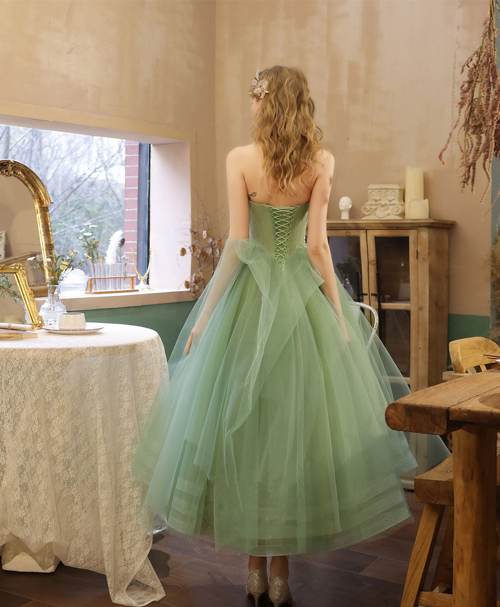 Green tulle short prom dress homecoming dress 8885