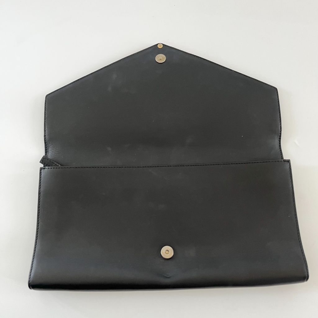 Givenchy black leather envelope flap clutch