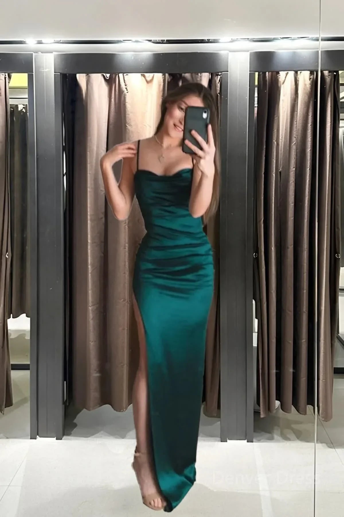 Sexy Mermaid Green Satin Long Prom Dresses Long Party Dress SD2269