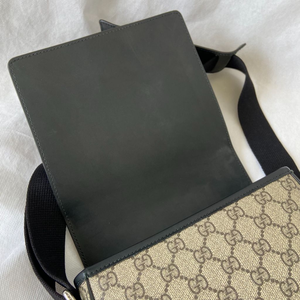 Gucci Buckle Flap Messenger Bag GG Coated Canvas with Leather